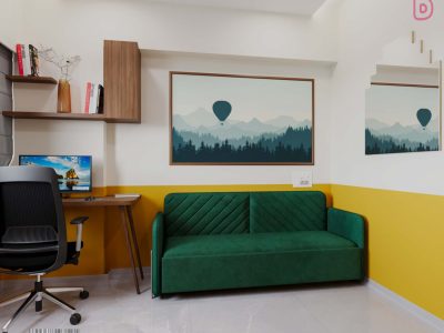 Rajvi Exotica Interior Yellow and Green Guest Room