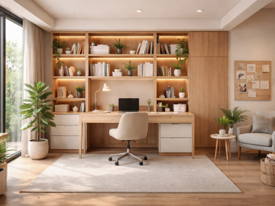 Modern study room with natural light