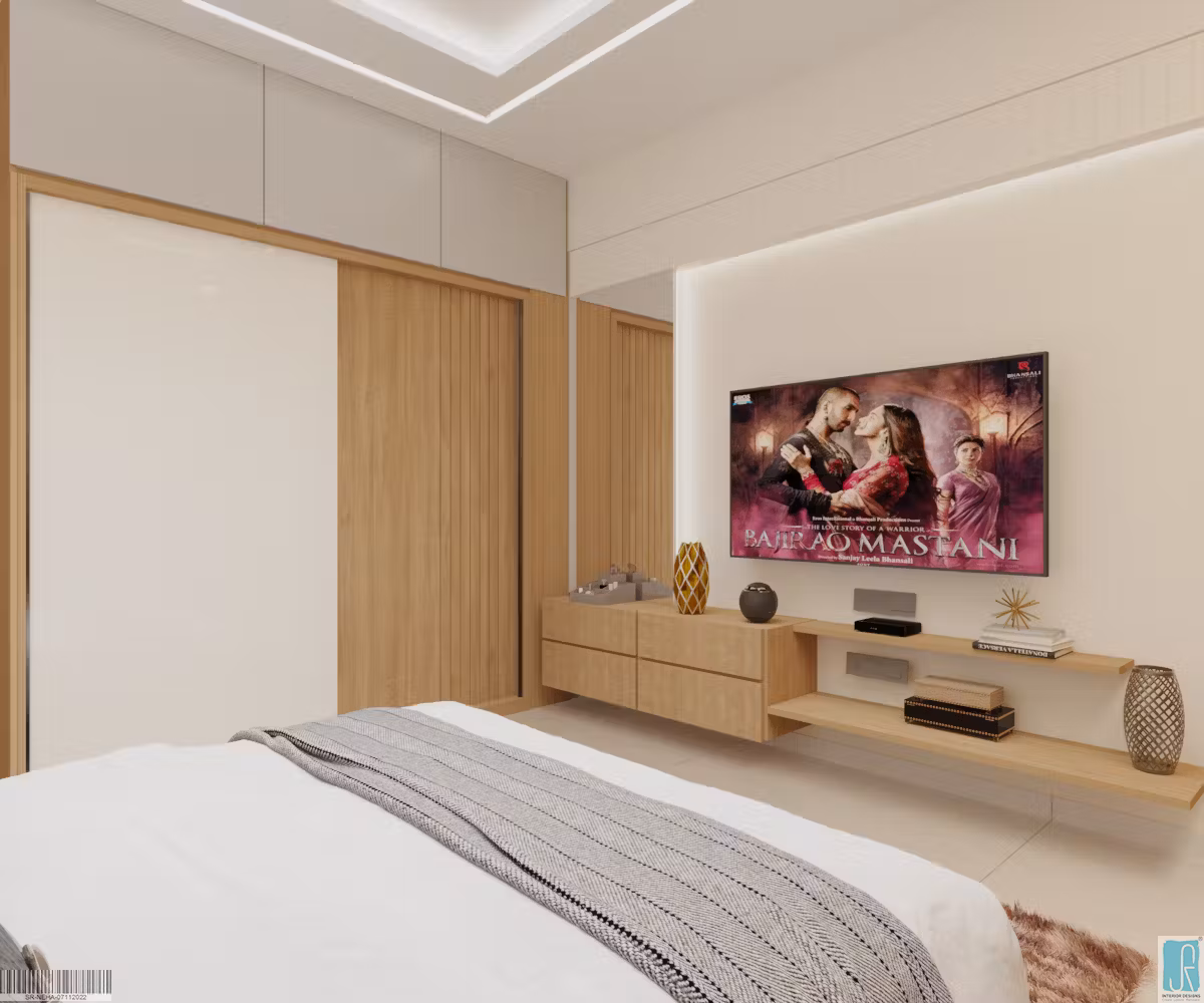 contemporary-bedroom-with-patterned-wall