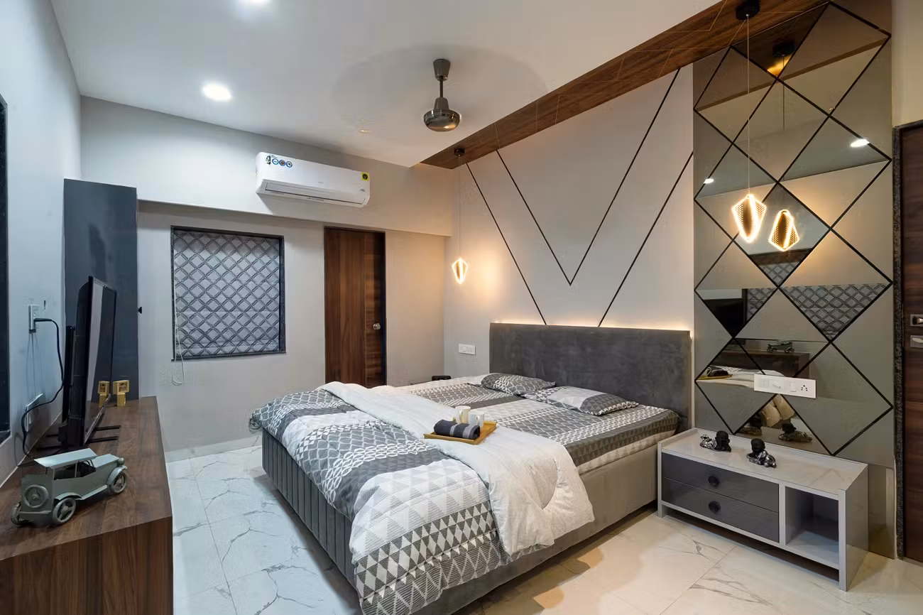 modern-bedroom-with-geometric-mirror