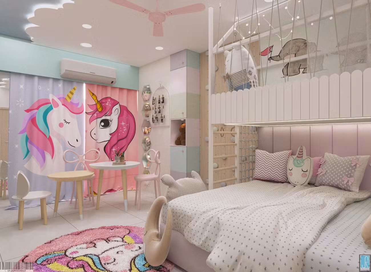 unicorn-theme-kids-bedroom-interior