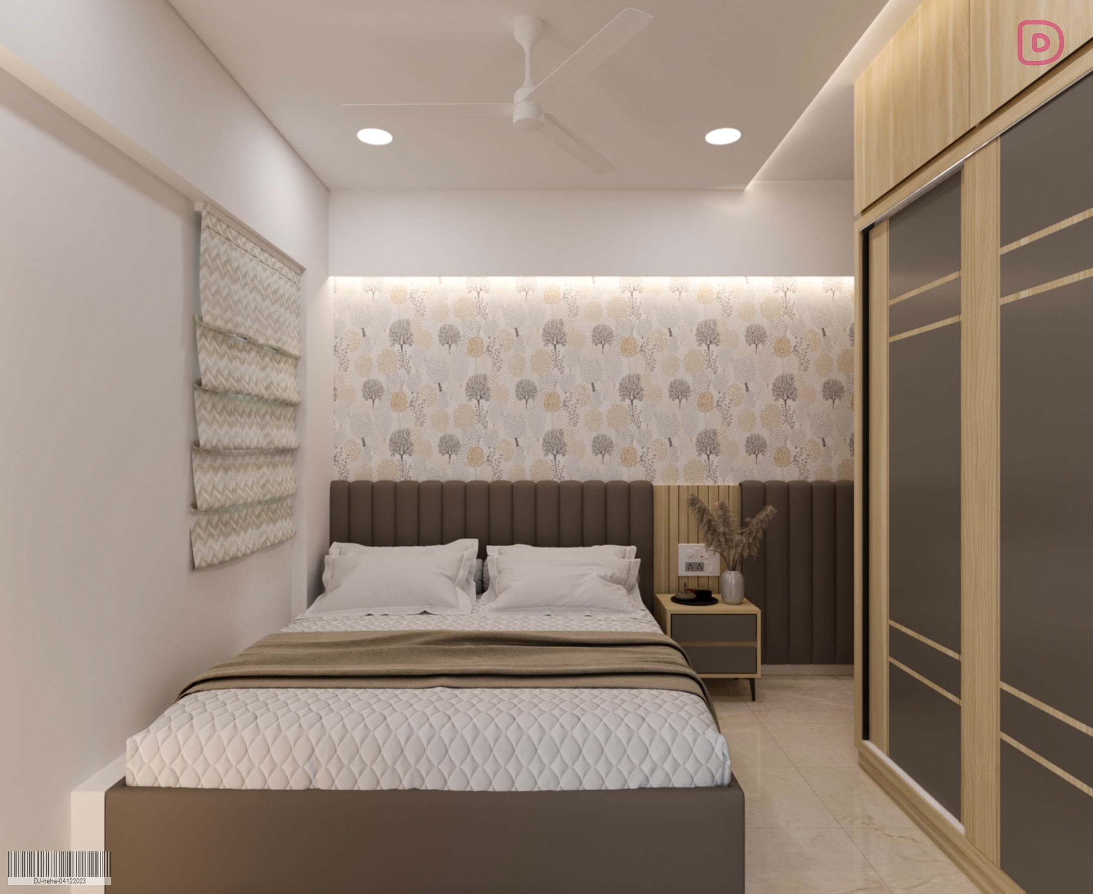 master-bedroom-with-wallpaper-ahmedabad.