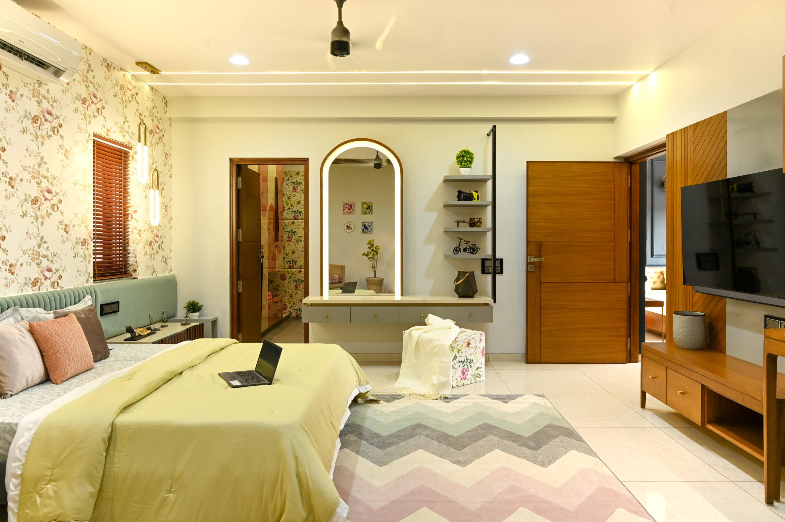 modern-bedroom-with-blue-gold-accents.