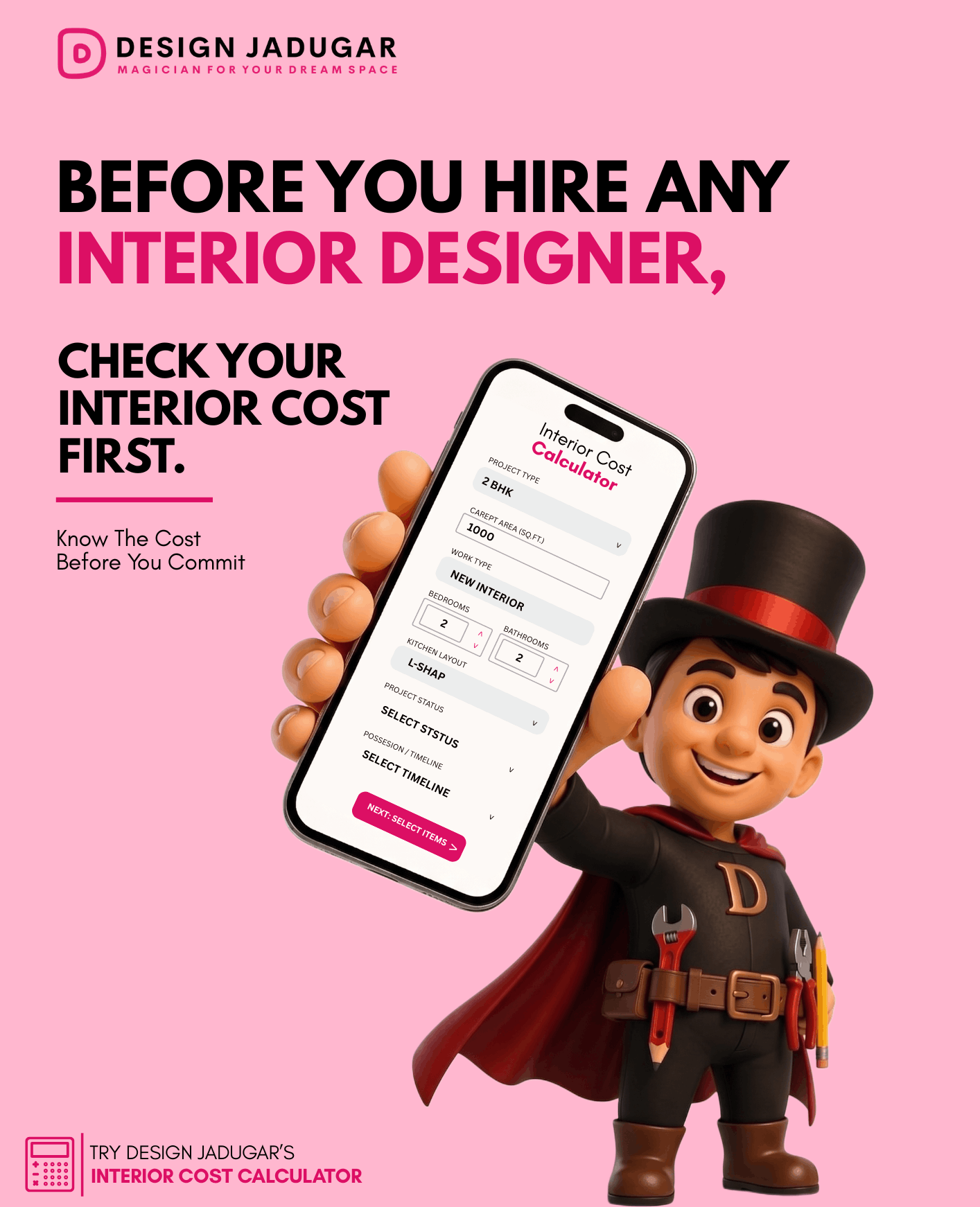 Design Jadugar Free Interior Cost Calculator for Home and Office